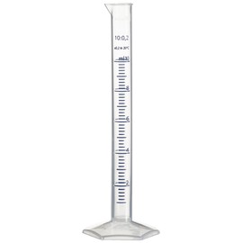 Brand Polypropylene Measuring Cylinder, High Shape, Hexagonal Base, Transparent, 145 mm Height, 10 ml Capacity
