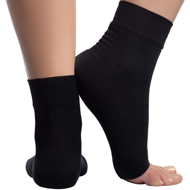 Ankle Compression Sleeve - 20-30mmhg Open Toe Сompression Socks for Swelling, Plantar Fasciitis, Sprain, Neuropathy - Nano Brace for Women and Men