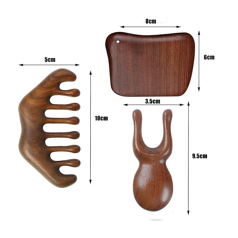 MIUPOO Wooden Gua Sha Manual Massage Board Kits, Face Scalp