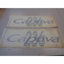 RINKER CAPTIVA 236 DECAL SET OF (2) TEAL / SILVER / BLACK 28 7/8" X 9 3/4" BOAT