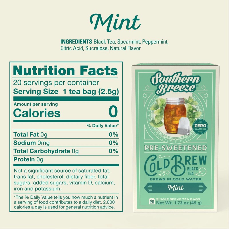 Southern Breeze Cold Brew Sweet Tea Bags Zero Sugar 20