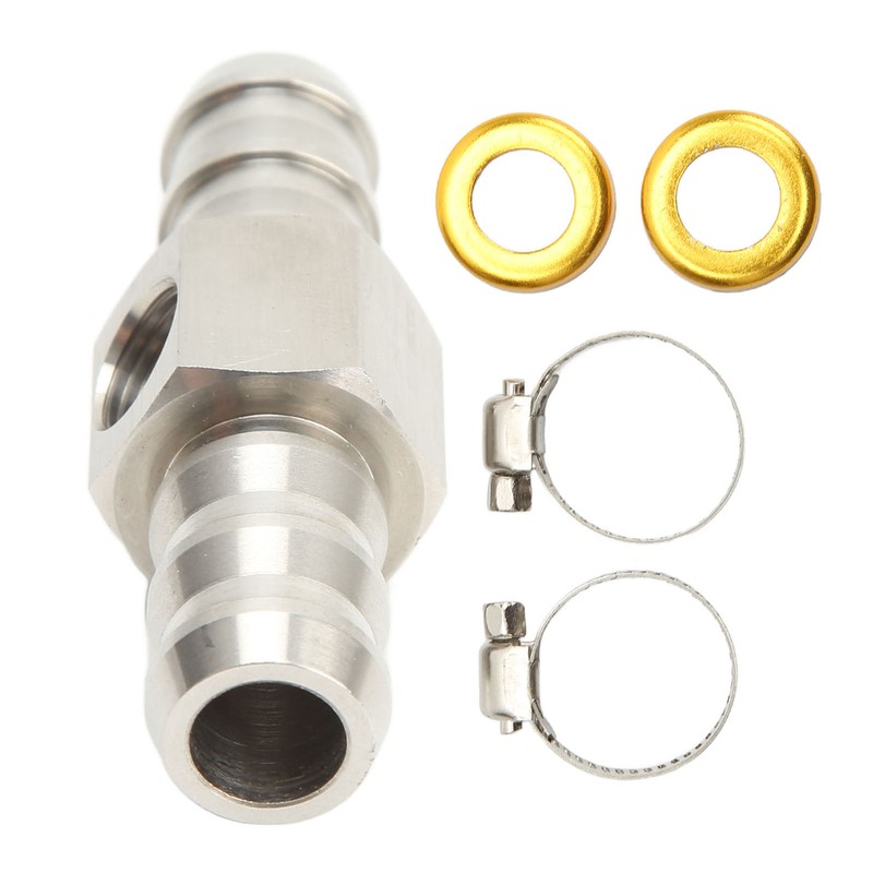Fuel Line T Fitting Adapter 304 Stainless Steel Pressure Gauge