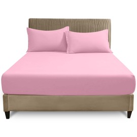 GC GAVENO CAVAILIA 4ft Fitted Bed Sheet- Polycotton Small Double Fitted Sheet with Elasticated Corners- Machine Washable, Breathable Fitted Sheets- Pink