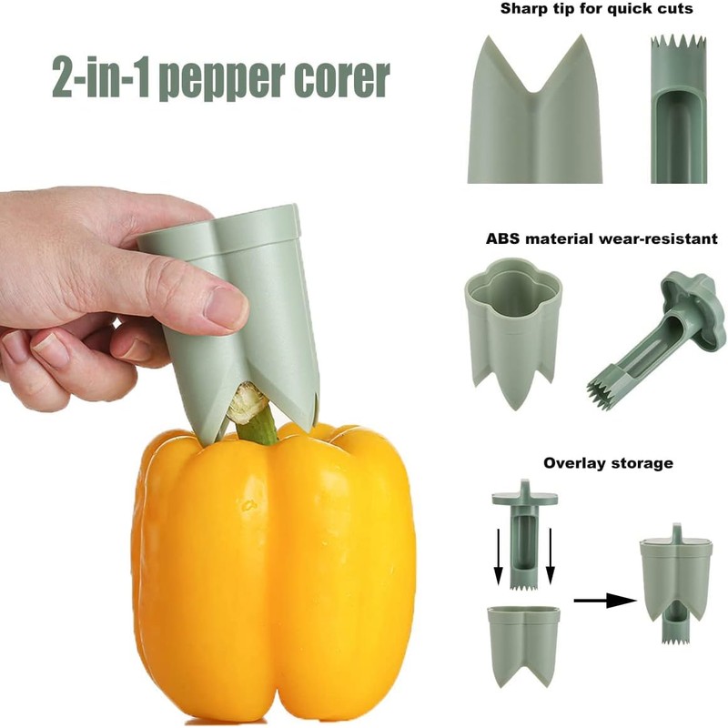 Pepper Seed Core Remover，2 in 1 Jalapeno Pepper Corer Remover