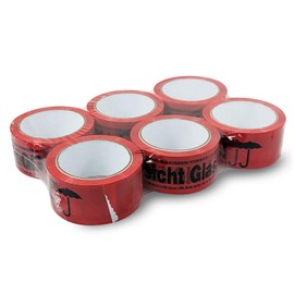 Versando 6PVG50 66 6 rolls of parcel tape Handle with Care Glass VG loud, red/black