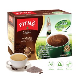 FITNE Premium Instant Coffee Packets Mix With Fiber 4,000 mg Collagen Cactus Extract L-Carnitine High Chromium No Sugar Sucralose Sweetener, 10 Sticks