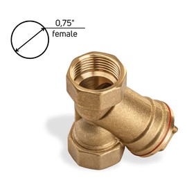 3/4 inch Y-Type Strainer Coarse Water Filter Brass Threaded Pump 0.75" Female Thread Connector Filtering Valve Adaptors Oil Separation Mesh Sediment Filters For RVs Water Heating System Plumbing