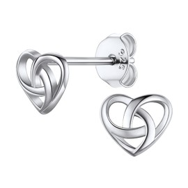 Silver Celtic Heart Earrings Women Irish Knot Earrings Celtic Jewelry Hypoallergenic Sterling Silver Tiny Stud Earrings