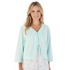Slenderella Ladies Waffle Knit Ribbon Tie Bed Jacket 3/4 Sleeve