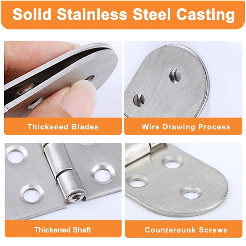 8 Pcs Flip Hinges Round Edge, 270 Degree Folding Flip