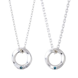 The Kiss SPD350BDM Gift Accessory Blue Diamond Silver Necklace Women's Christmas Anniversary Birthday Wrapping Bag with Box, Women: Blue Diamond, Cubic Zirconia/Men: Blue Diamond