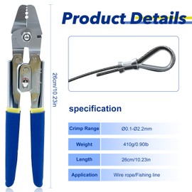 Yumkiyi 99FT Wire Rope Crimping Tool Kit, 304 Stainless Steel Wire Rope Cable with 150PCS Aluminum Crimping Sleeves and 15PCS Stainless Steel Thimbles for Railing, Decking, Garden Hanging Lamp.