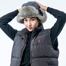 HEYANN Winter Trapper Hat,Warm Faux Fur Aviator Hat,Russian Trooper Hunting Ski Hat with Ear Flaps for Men & Women(Greyrenzi,L)