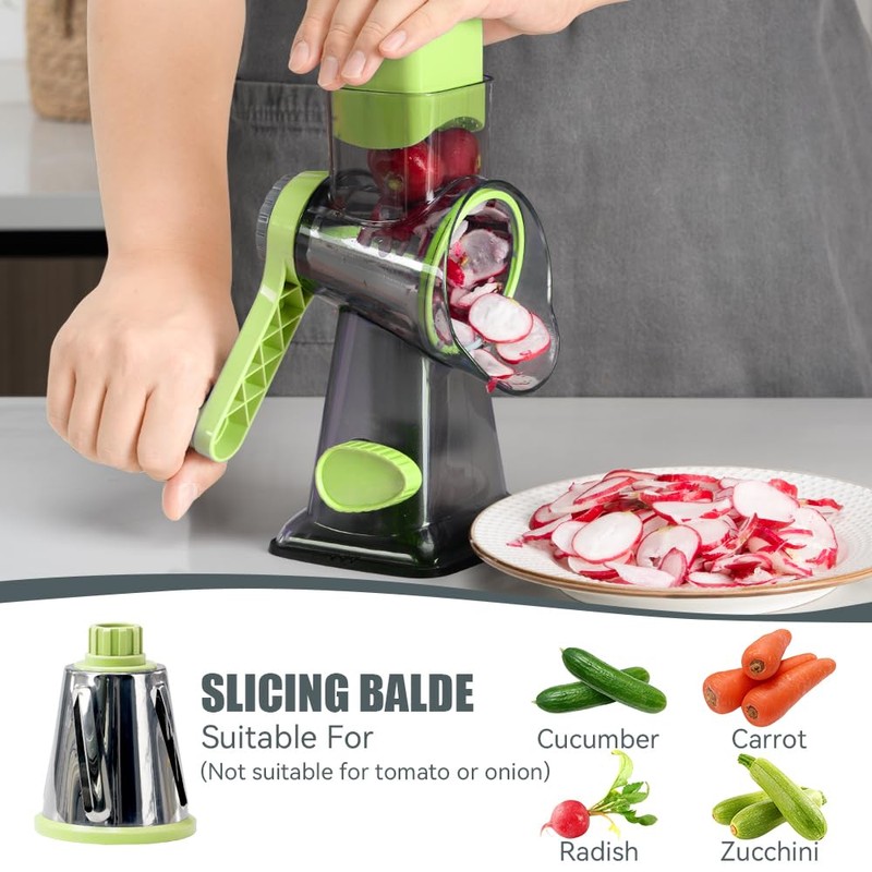 KEOUKE Rotary Cheese Grater Hand Crank Transparent - Shredder Slicer