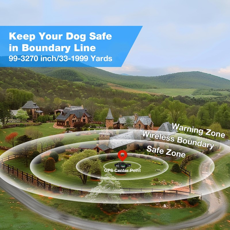 GPS Wireless Dog Fence , Electric Fence for Dogs, Perimeter