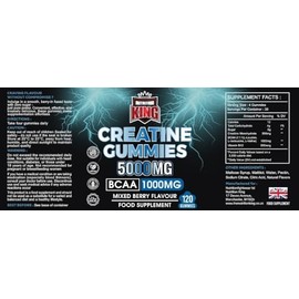 Creatine Gummies 5000mg Per Serving – BCAA 1000mg + Vitamin B12 – Sugar-Free Creatine Monohydrate Gummies – Energy, Strength & Recovery Support – Vegan Friendly – 120 Gummies (Blueberry)