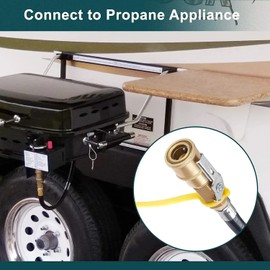 South Bend Components 5/16" ID Propane/Natural Gas/Air Hose with 1/4" Female Quick Connect Valve and one 5/16" Female Flare Fitting, Suitable for RV systems and more (5 feet long)
