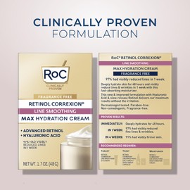 RoC RoC Retinol Correxion Max Hydration Anti-Aging Daily Face Moisturizer with Hyaluronic Acid, Fragrance-Free, Oil Free Skin Care, 1.7 Ounces (Packaging May Vary)