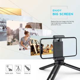 Zeadio Smartphone Tripod Mount, Cell Phone Holder Adapter, Selfie Stick Monopod Adjustable Clamp for All Smartphones