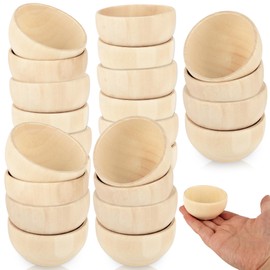 Medanera 25 Pcs Wooden Pinch Bowl Mini Round Wood Bowls 1.5 oz Small Unfinished Wood Bowl for Kitchen Sorting