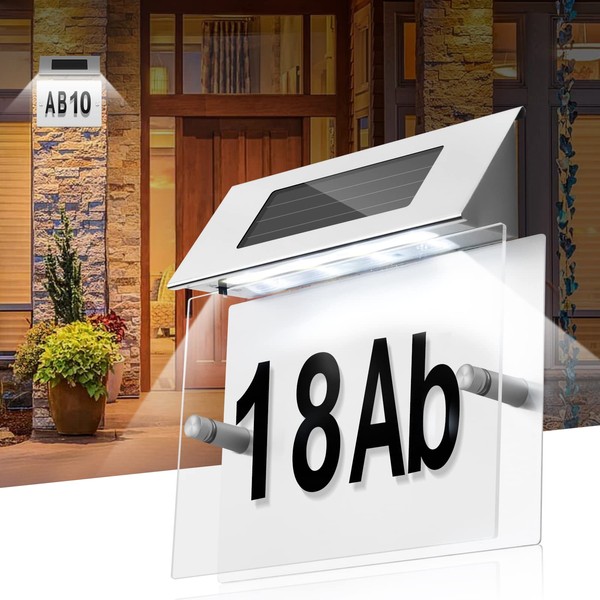 Solar House Number LED, IP44 Illuminated Address Sign with Four