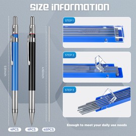 Zhehao 8 Pcs Welders Pencil with 96 Pcs 2 mm Silver Round Refills Construction Mechanical Pencil Metal Welding Markers with Built in Sharpener for Steel Tube Fitter Carpenter