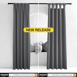 NICETOWN Grey Kitchen Blackout Short Curtain Panels for Bedroom, 45 Inch Long Thermal Insulated Grommet Top Blackout Draperies and Drapes (2 Panels, W42 x L45 -Inch, Grey)