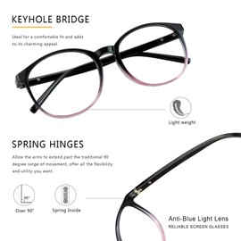 LAMBBAA Vintage Round Progressive Multifocal Presbyopic Glasses, Anti-Blue Light Glasses for Men Women Readers (+0.75/+3.25 Magnification)