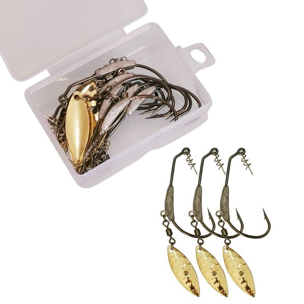 Laxygo 10pcs/Pack Weighted Hook with Twist Lock Spin Superline Spring