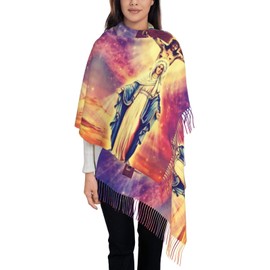ZTUOECV Virgin Mary Prayer Tassel Scarf Wrap Shawl for Women Fashion Soft Warm Shawl Wraps for Fall and Winter Evening Dresses Scarve