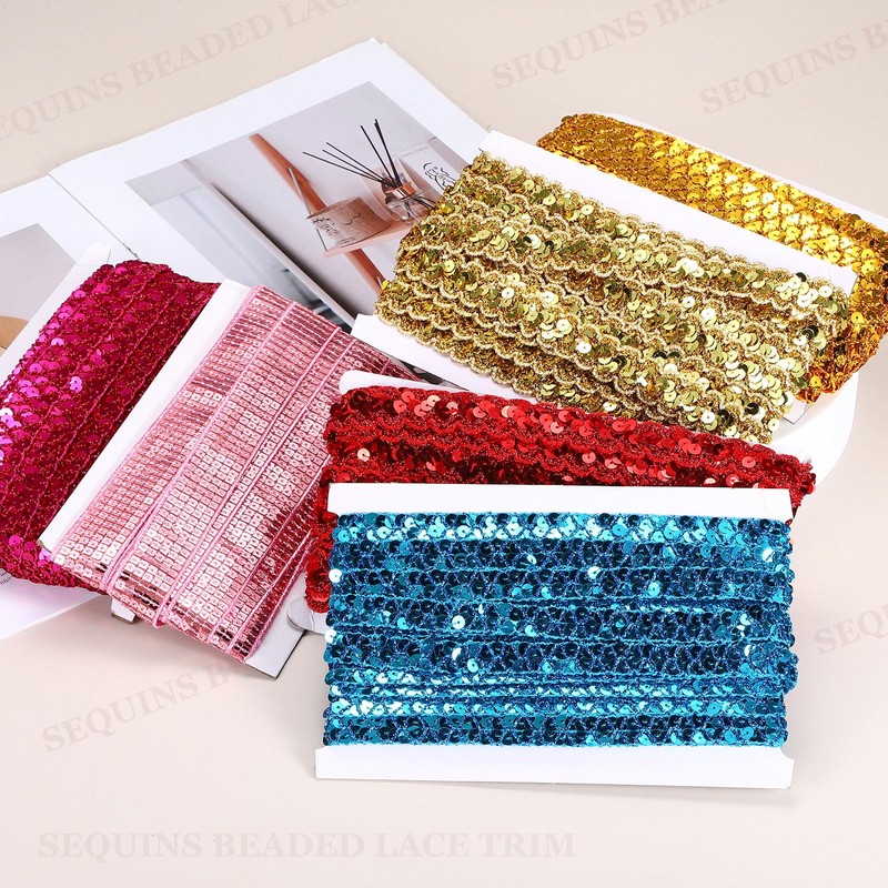 sourcing map 1.5cm x 6m Sequins Trim Flat Sequin Paillette