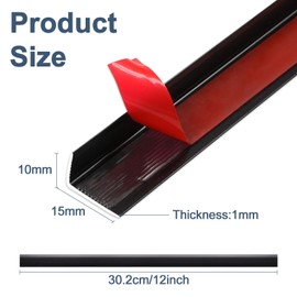 Jiekayi 10 Pack 12 Inch Peel and Stick Metal Tile Edge Trim, Edge Trim for Decorative Kitchen Backsplash Fireplace, Furniture, Picture, Mirror Frame Border (Black)