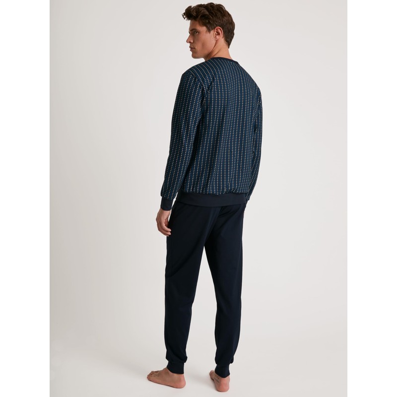 CALIDA Cotton Special Men's Cuffed Pyjamas 100% Cotton, Danube Blue
