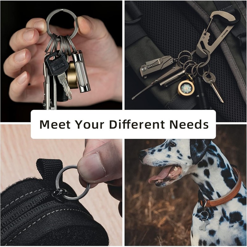 MecArmy Keychain, Titanium Carabiner EDC Key Ring Clip, Anti-Lost Quick