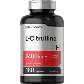 Horbaach L Citrulline Supplement for Men and Women | 2400 mg | 180 Capsules | Maximum Strength and Free Form | Non-GMO, Gluten Free