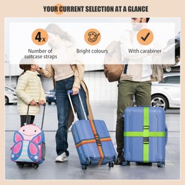 Ninmaofly 4 Pcs Luggage Straps, Adjustable Suitcase Straps, Heavy Duty, Thickened Suitcases Strap Suitcase Belts, Travelling Luggage Accessories (Green+Blue)