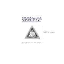 Silvershake Petite 3-Pair Set Cubic Zirconia White Gold Plated 925 Sterling Silver Minimalist Tiny Bead Ball Triangle Shape Geometric Trendy Chic Casual Stud Earrings April Gemstone Birthstone,