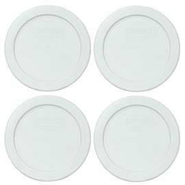 Pyrex 7202-PC 1-Cup White Round Plastic Food Storage Replacement Lids (4-Pack) - Made in USA (ONLY FITS PYREX 7202 GLASS BOWL)
