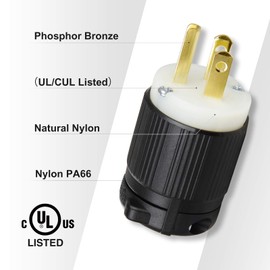 4-Pack 15 Amp 125 Volt, UL Listed NEMA 5-15P Male Electric Plugs, Extension Cord Ends Replacement, 2 Poles 3-Prong 3-Wire Connector