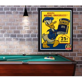Sunoco Oil - Donald Duck - Keeps Motors Knockless 1940 - Metal Sign 11 x 14