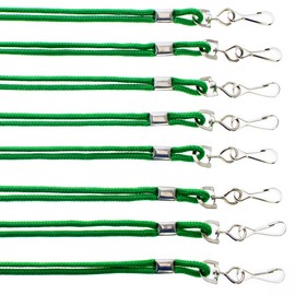Specialist ID 10 Pack - Premium Round ID Badge Holder Neck Lanyards for Badges and Name Tags - 36 in Non-Breakaway Heavy Duty Rope Cord & Secure Metal Swivel J Hook Clip (Green)