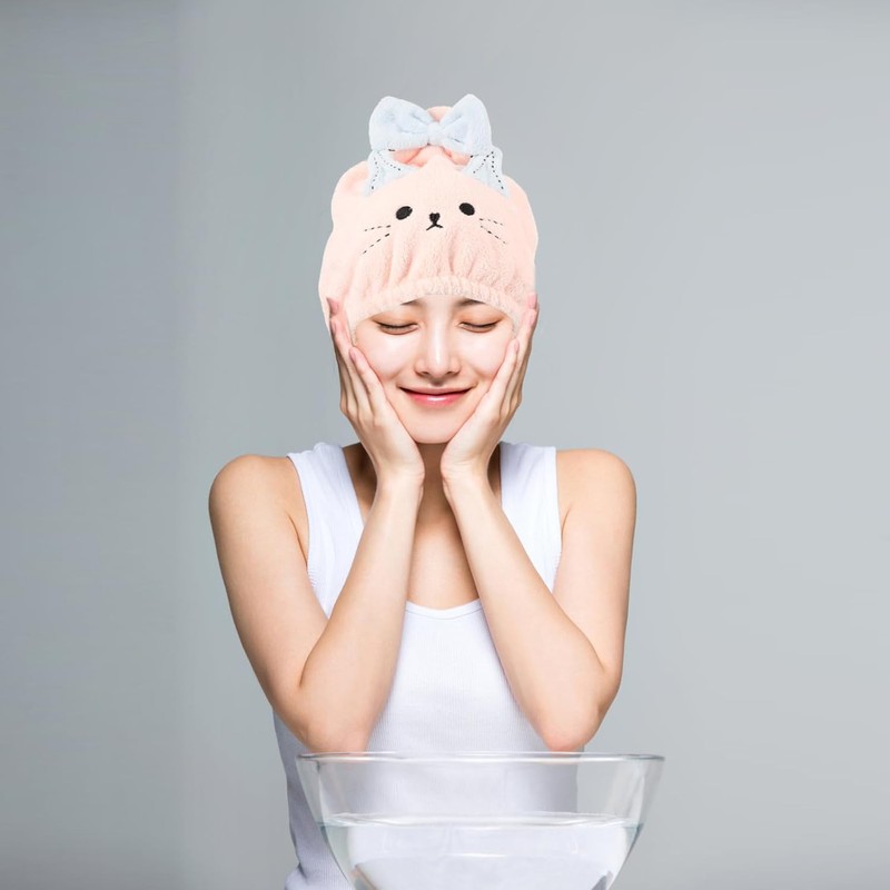 Genérico Toalla de Microfibra Cabello Absorbente y Diseño de Gorro