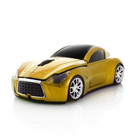 Race Car Wireless Mouse Sports Car Shaped 2.4GHz LED Light Computer Optical Mouse Decoration Desktop Laptop Glossy (Yellow)