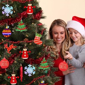 Christmas Wooden Pendants, 48 Pieces Craft Set Christmas, Crafts Christmas Children, Wooden Pendants for Painting Christmas, DIY Christmas Decoration Wood, Tree Decoration Christmas