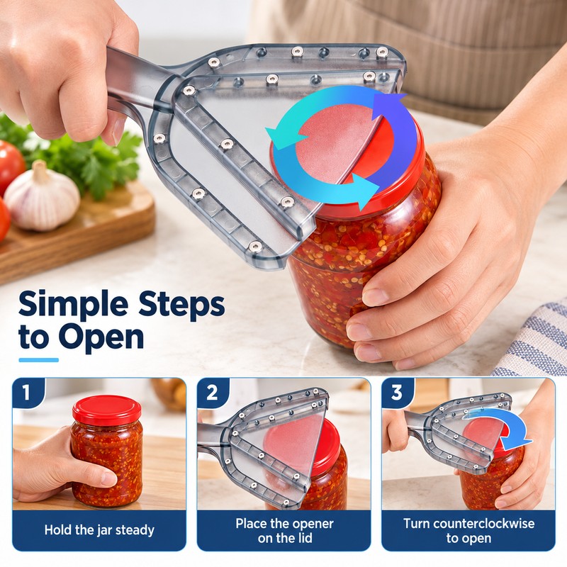 Adjustable Jar Opener for Weak Hands – Easy-Grip Manual Lid