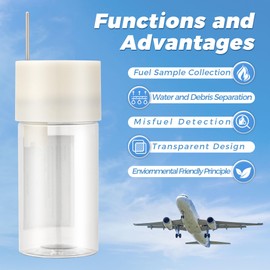 Dunkive Jar Aviation Fuel Tester 12oz, Aviation Enviornmentally Friendly Fuel Sample Testing Jar for General Aircraft, Water and Oil Separator, Contamination Inspection,Oil Return