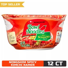 Nongshim Bowl Noodle Spicy Kimchi Ramyun Ramen Noodle Soup Bowl, 3.03oz X 12 CT