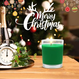 Set of 4 Green Votive Candles for Christmas and St. Patrick's Day, Clear Glass Filled Unscented Soy Wax Candle for Spring Home Decoration and DIY