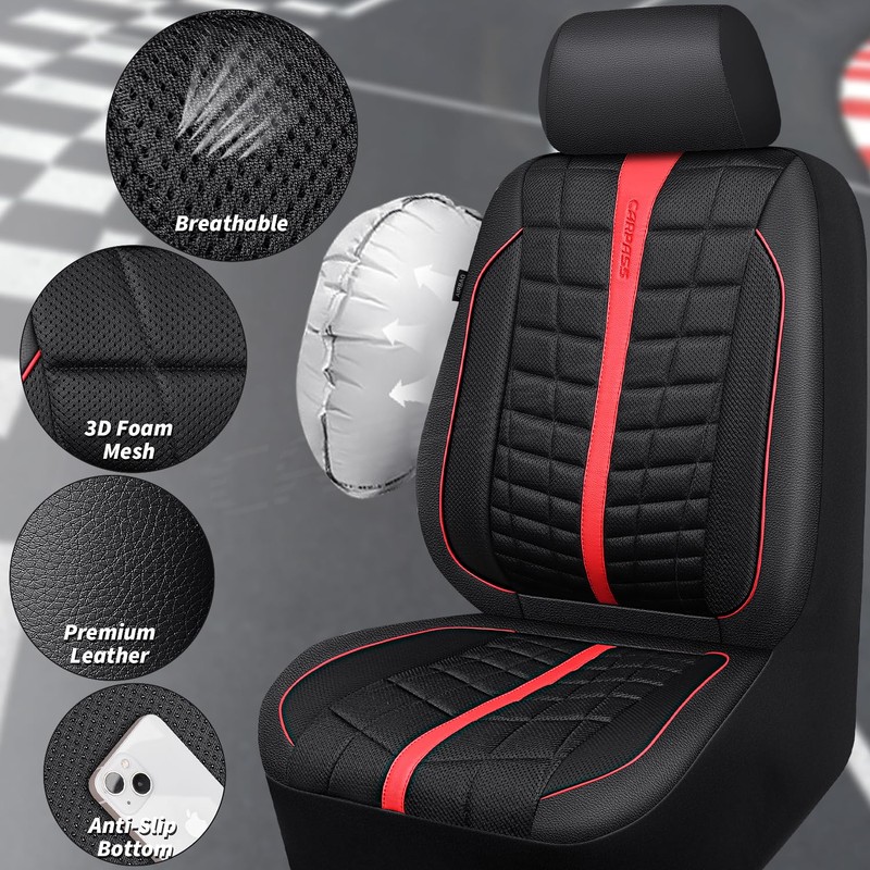 CAR PASS 3D Air Mesh Seat Covers for Car, Leather