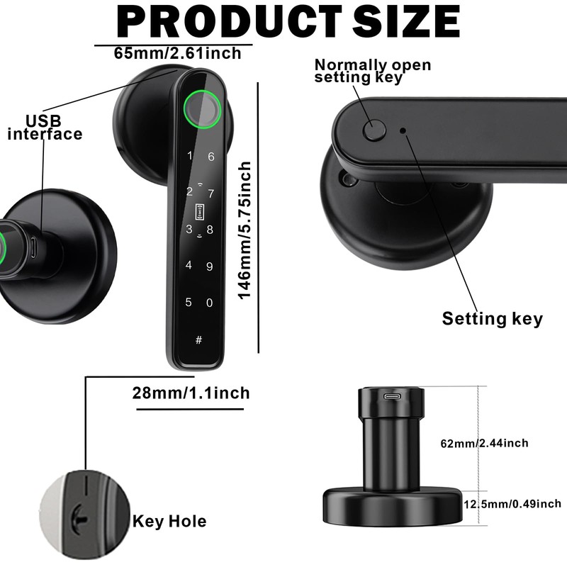5 in 1 Smart Fingerprint Door Lock, Advanced Automatic Digital